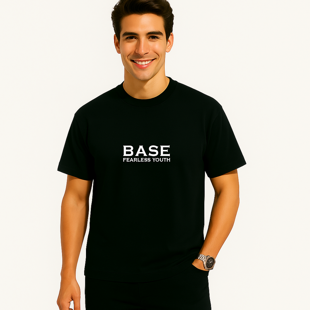 Dropped Shoulder-BASSE Fearless Youth T-Shirt - Blue Eagle Wings Back Print | Motivational Streetwear