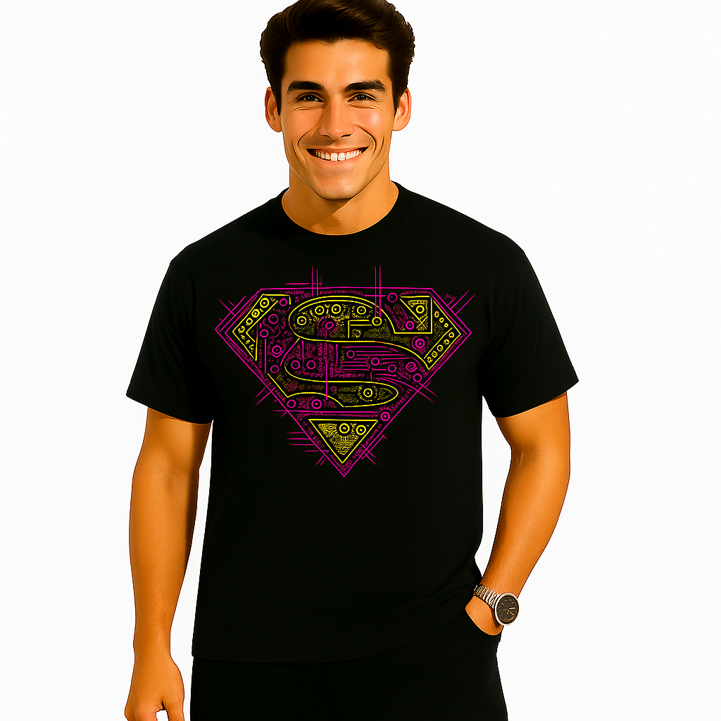 Superman Circuit Board Tech Logo T-Shirt - Electronic Superhero Graphic Tee