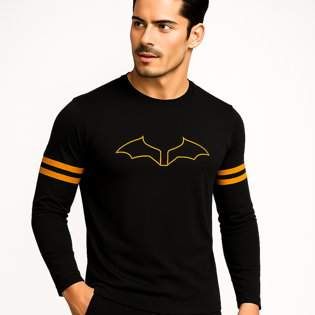 Black Mustard Batman Stripes Full Sleeve Shirt