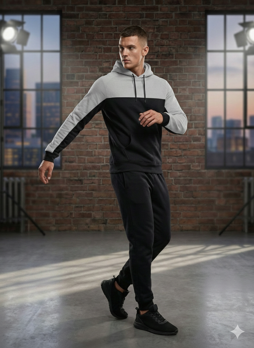 Black Grey Panel hoodie