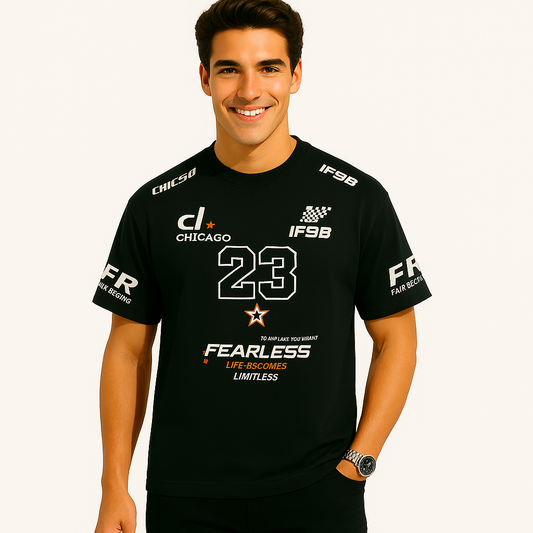 FEARLESS Racing T-Shirt - Chicago 23 Sport Design | Premium Black Tee