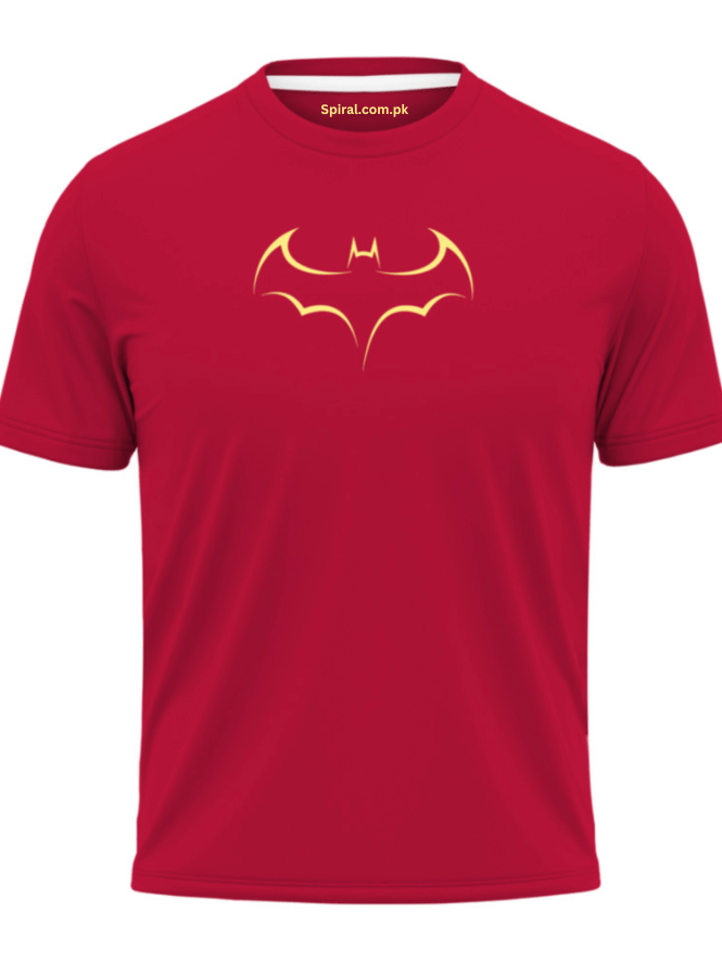 Batman Logo Red Half Sleeve Tee Shirt