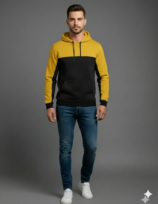 Yellow Black Panel hoodie