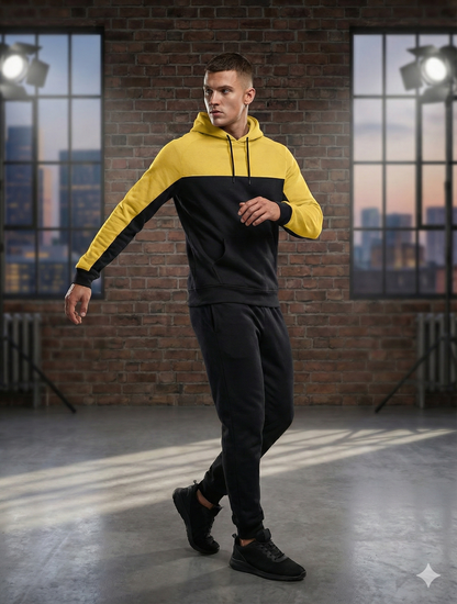 Yellow Black Panel hoodie