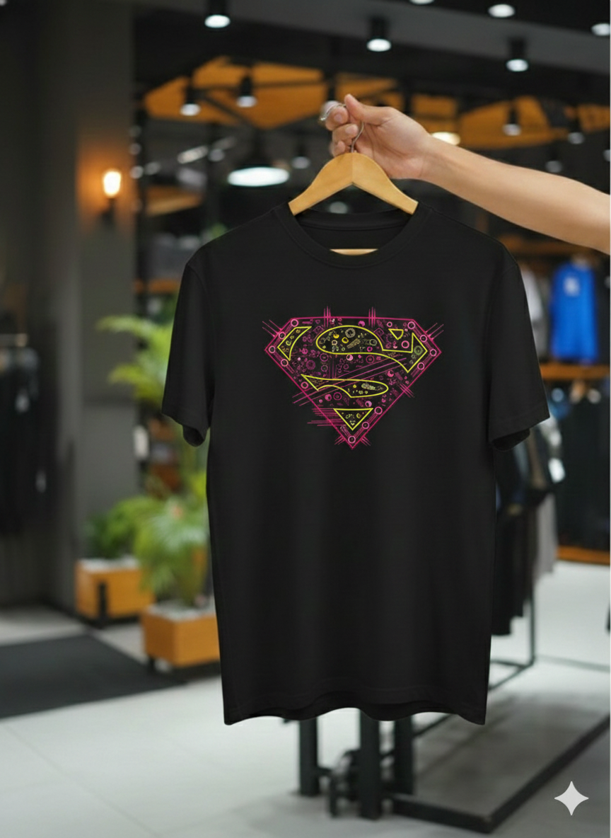 Superman Circuit Board Tech Logo T-Shirt - Electronic Superhero Graphic Tee
