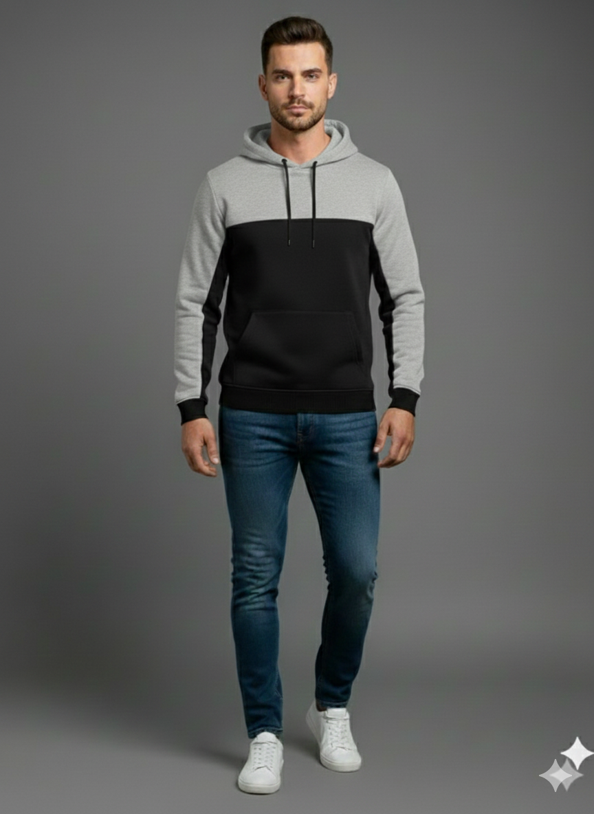 Black Grey Panel hoodie