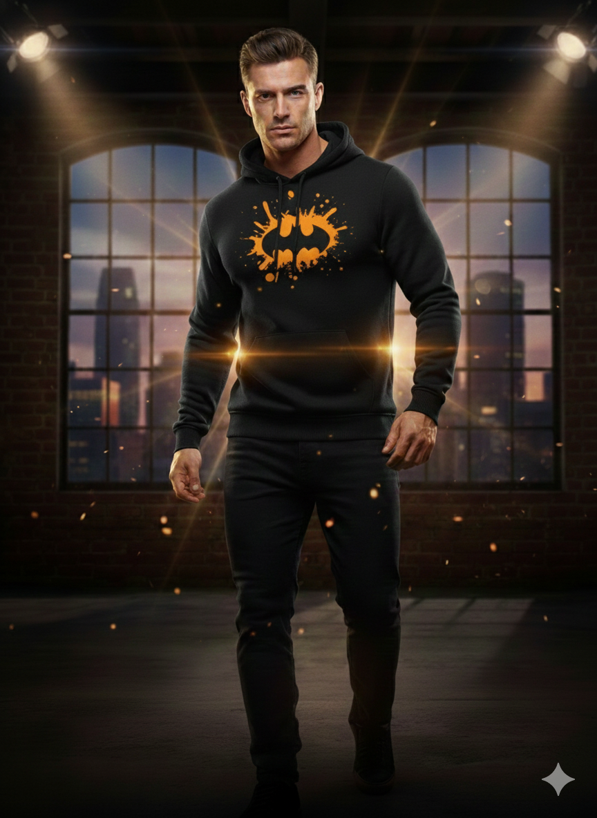 Bat Man yellow Black logo hoodie