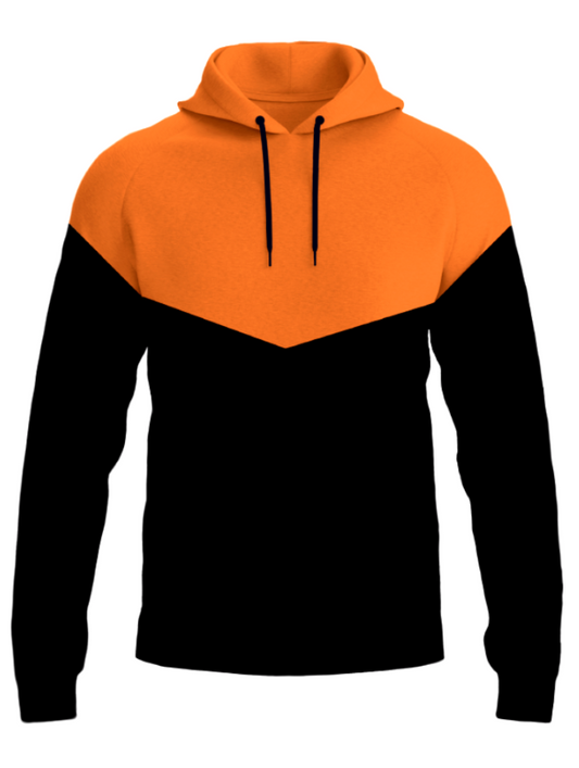 Orange Black Panel V Shaped Hoodie