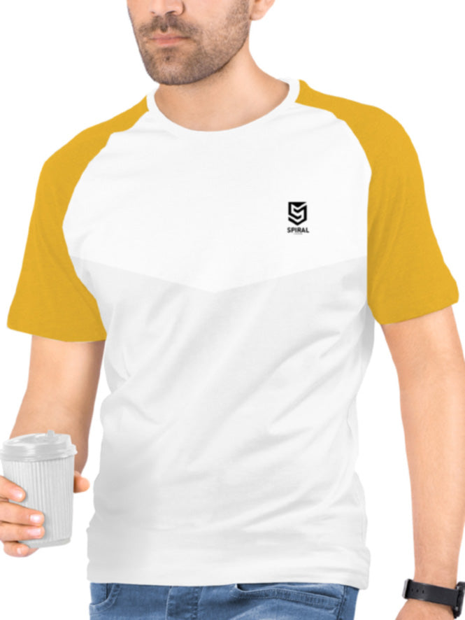 Mustard White  Panel Raglan Tee