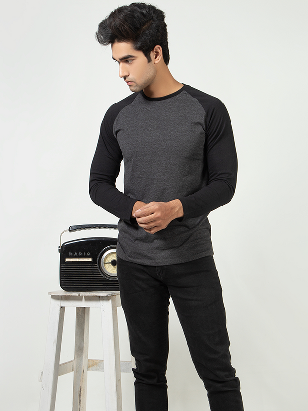 Charcoal Black Raglan